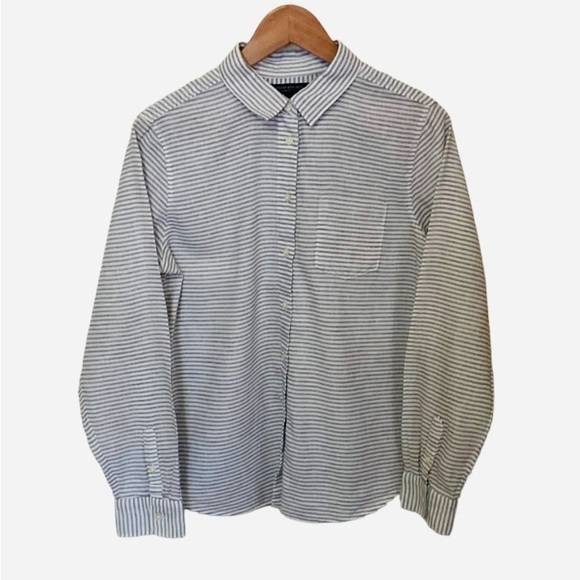 Banana Republic Linen Blend  Quinn Boy Fit Double Striped Blouse Women’s Medium - Picture 1 of 10